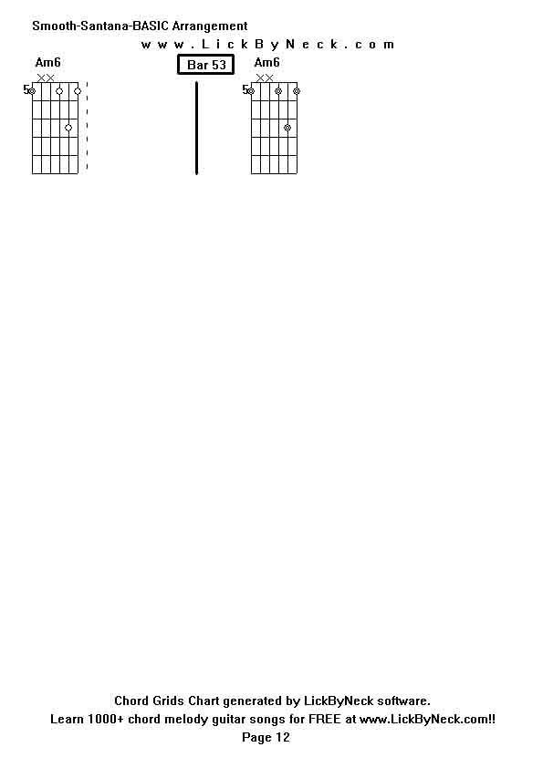 Chord Grids Chart of chord melody fingerstyle guitar song-Smooth-Santana-BASIC Arrangement,generated by LickByNeck software.